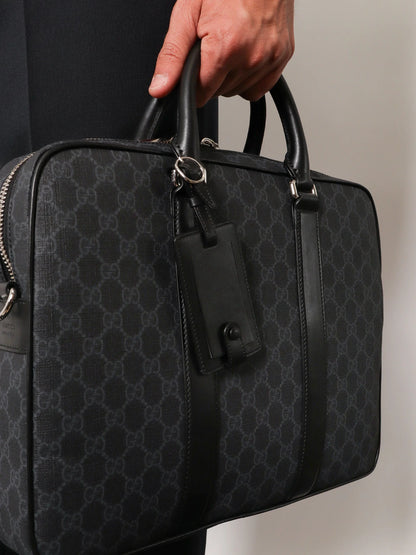 Gucci Gg Supreme Fabric And Leather Briefcase