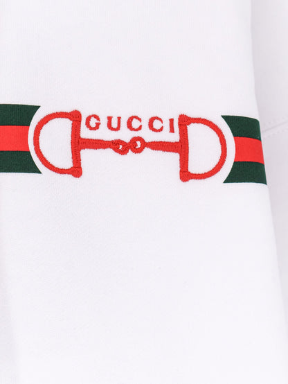 Gucci Cotton sweatshirt with embroidered Horsebit on the front - White Mix