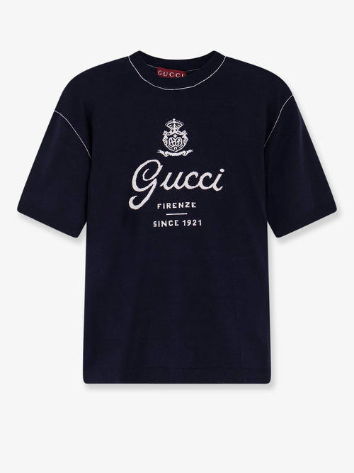Gucci Silk and linen sweater with Gucci Firenze Since 1921 inlay - Ink White