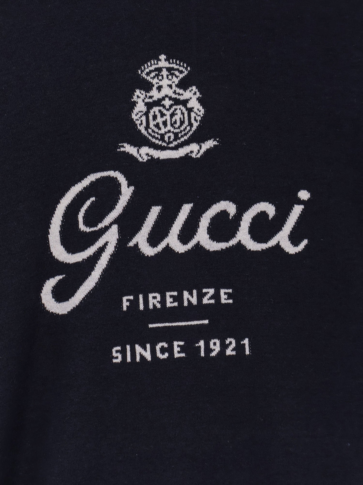 Gucci Silk and linen sweater with Gucci Firenze Since 1921 inlay - Ink White