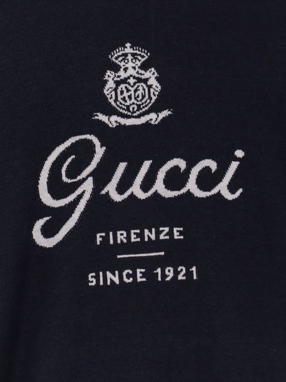 Gucci Silk and linen sweater with Gucci Firenze Since 1921 inlay - Ink White