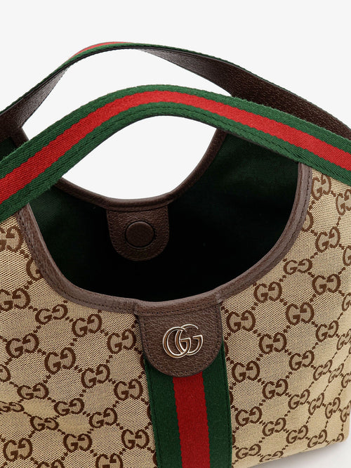 Gucci Gucci Giglio Tote Bag in GG Supreme Canvas and Leather - Beige