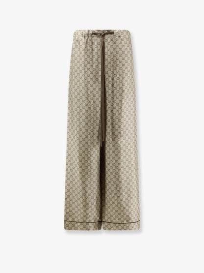 Gucci Silk trousers with all-over GG motif - Beigeebonymc