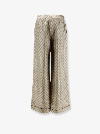 GUCCI - Silk trousers with all-over GG motif