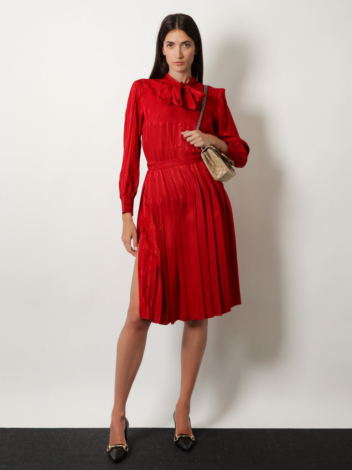 Gucci Pleated silk midi skirt - Fire