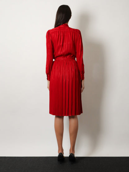 Gucci Pleated silk midi skirt - Fire