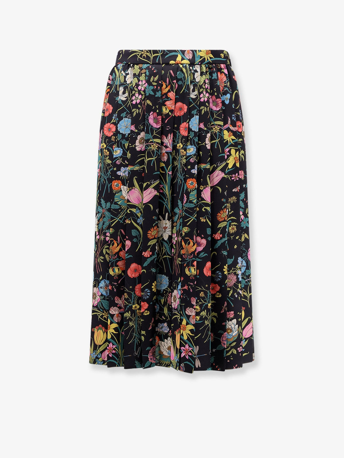 Gucci Silk midi skirt with floral print - Blackmulticolormc