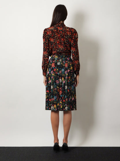Gucci Silk midi skirt with floral print - Blackmulticolormc