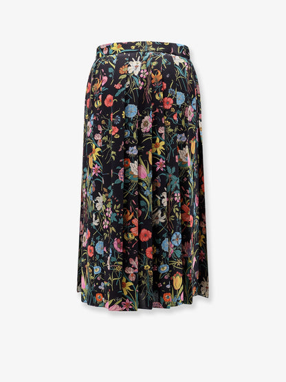 Gucci Silk midi skirt with floral print - Blackmulticolormc