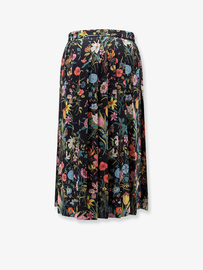 Gucci Silk Midi Skirt With Floral Print