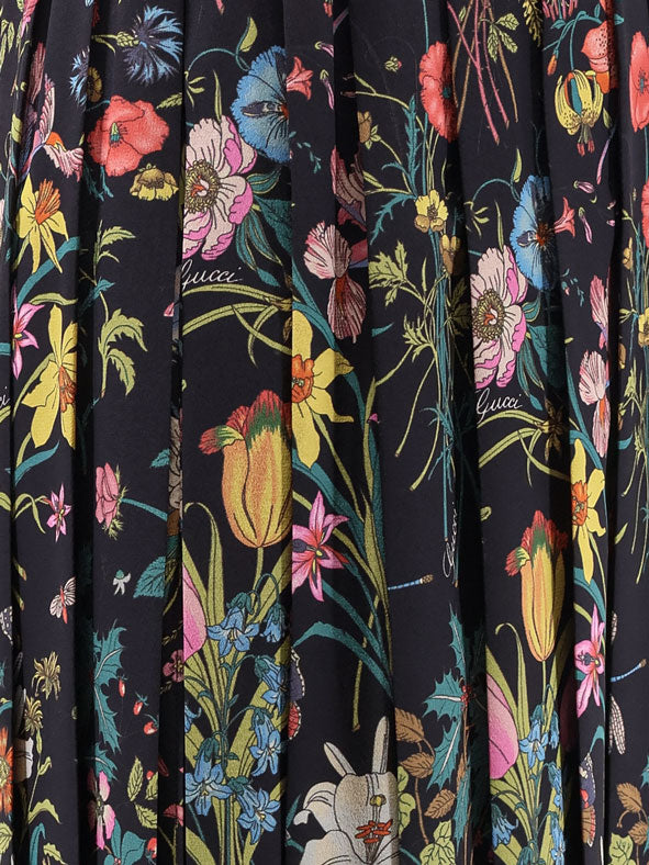 Gucci Silk midi skirt with floral print - Blackmulticolormc
