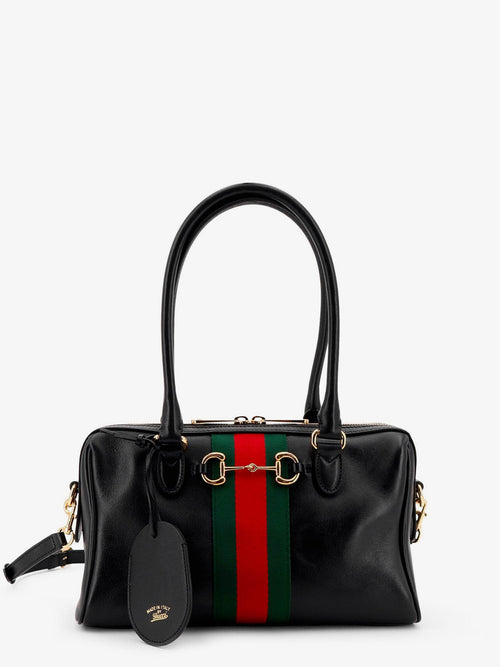 Gucci Borsetto leather handbag with Web detail on the front - Black