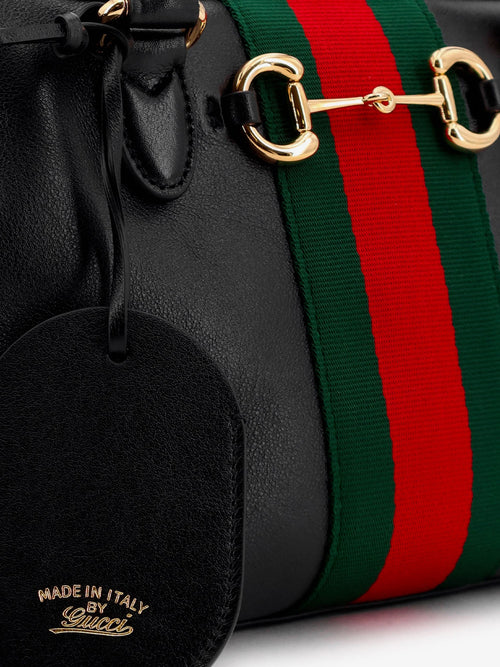 Gucci Borsetto leather handbag with Web detail on the front - Black