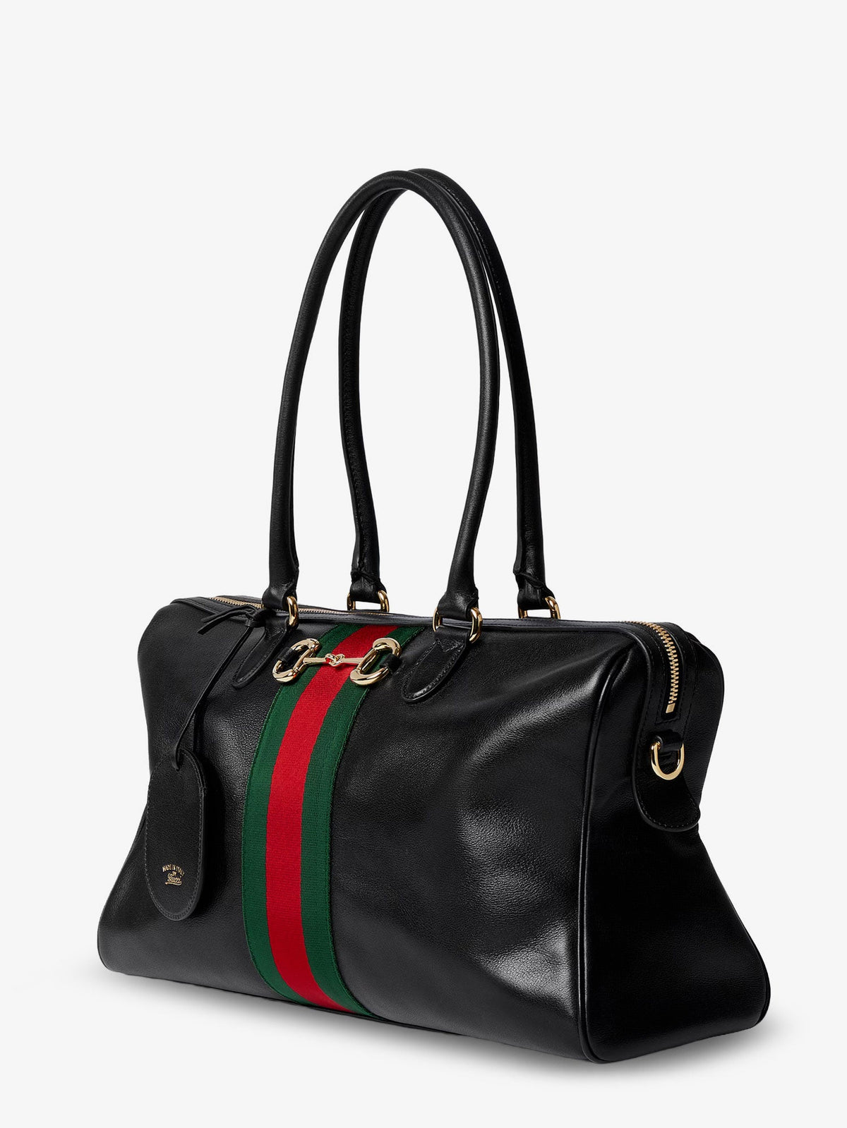 Gucci Leather shoulder bag with metal clasp - Black