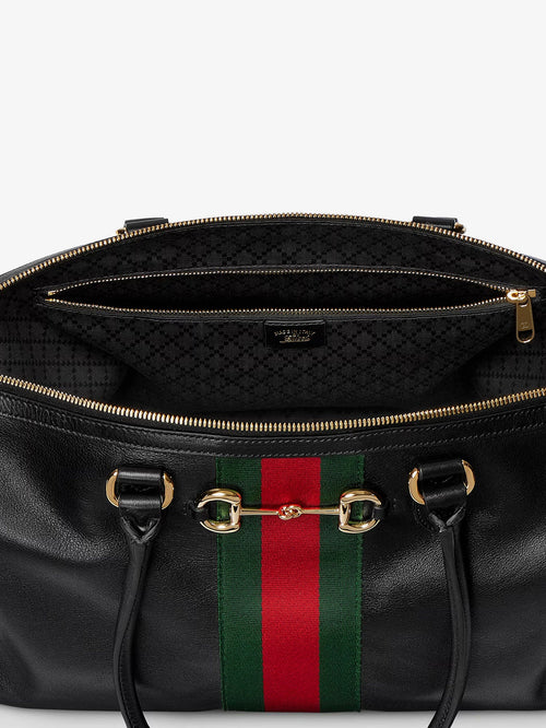 Gucci Leather shoulder bag with metal clasp - Black