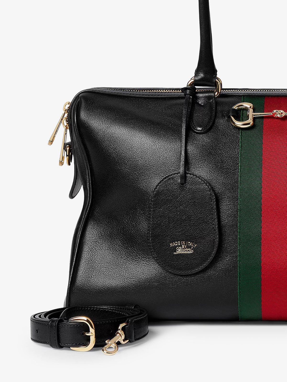 Gucci Leather shoulder bag with metal clasp - Black