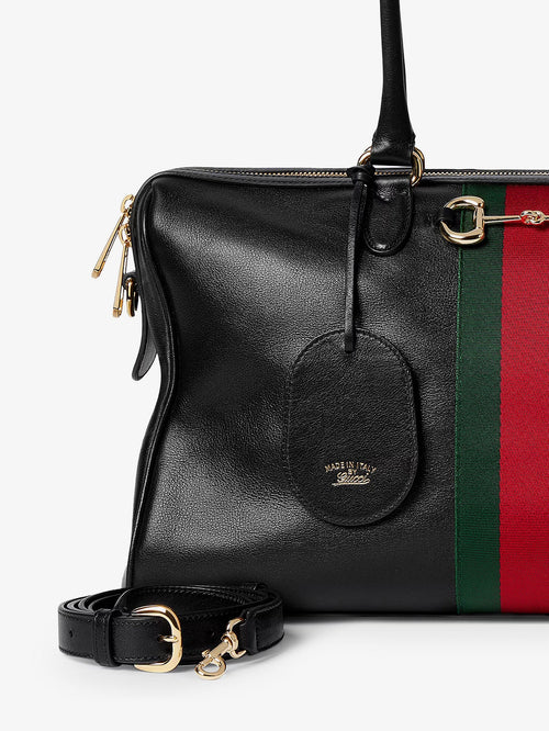Gucci Leather shoulder bag with metal clasp - Black