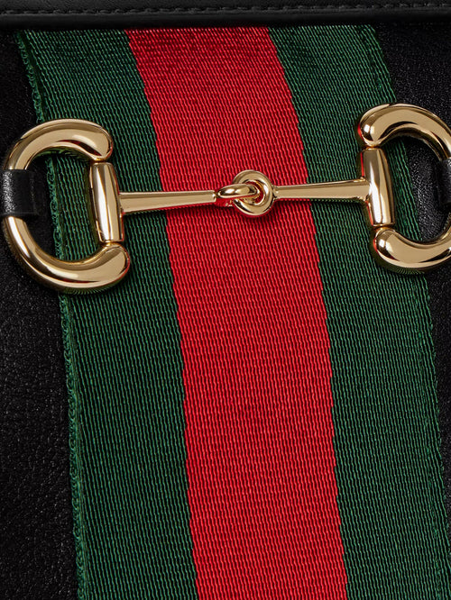Gucci Leather shoulder bag with metal clasp - Black