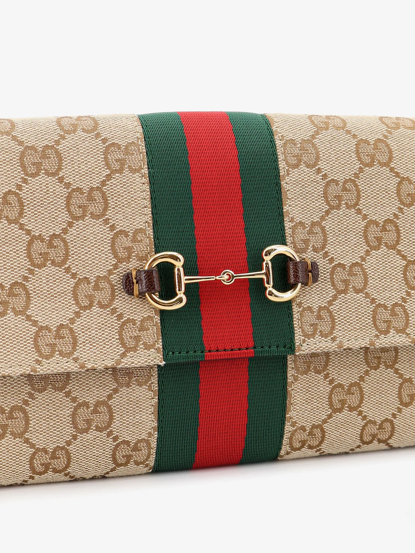 GUCCI - Gucci Horsebit Web GG fabric wallet