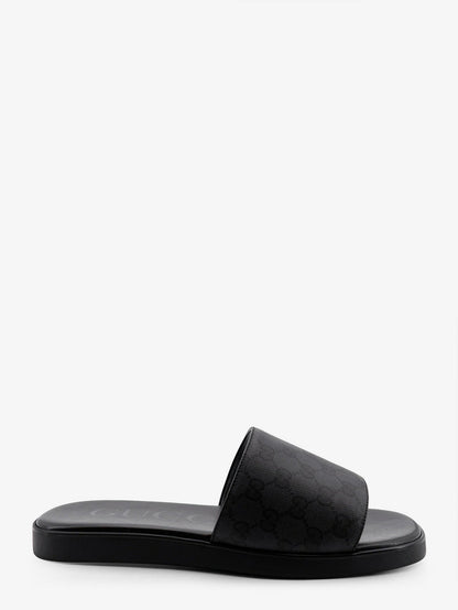 Gucci Denim sandals with GG motif - Black-Black