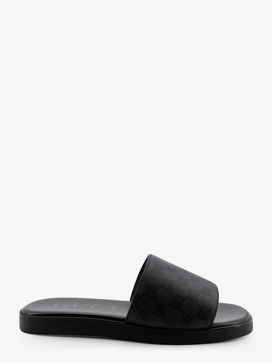 Gucci Denim sandals with GG motif - Black-Black