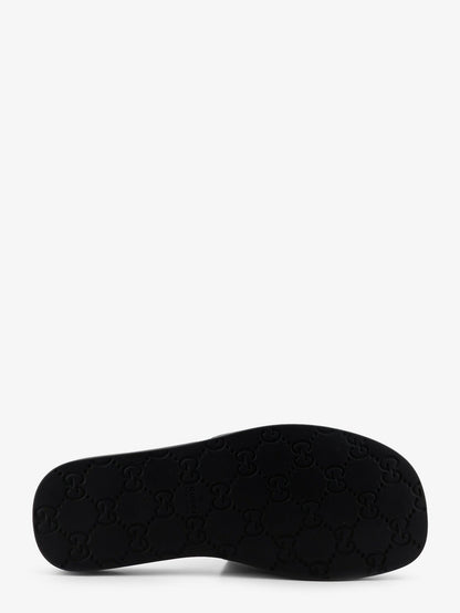 Gucci Denim sandals with GG motif - Black-Black