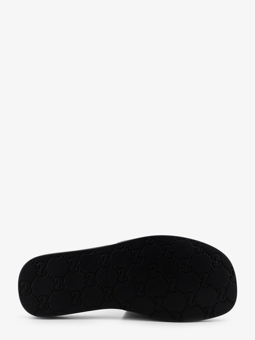 Gucci Denim sandals with GG motif - Black-Black