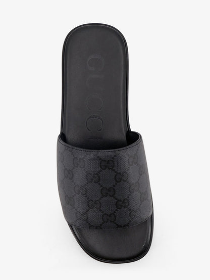 Gucci Denim sandals with GG motif - Black-Black