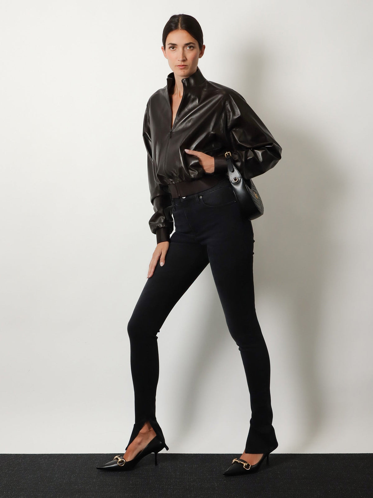 Gucci Soft nappa leather bomber jacket - Darkchocolate
