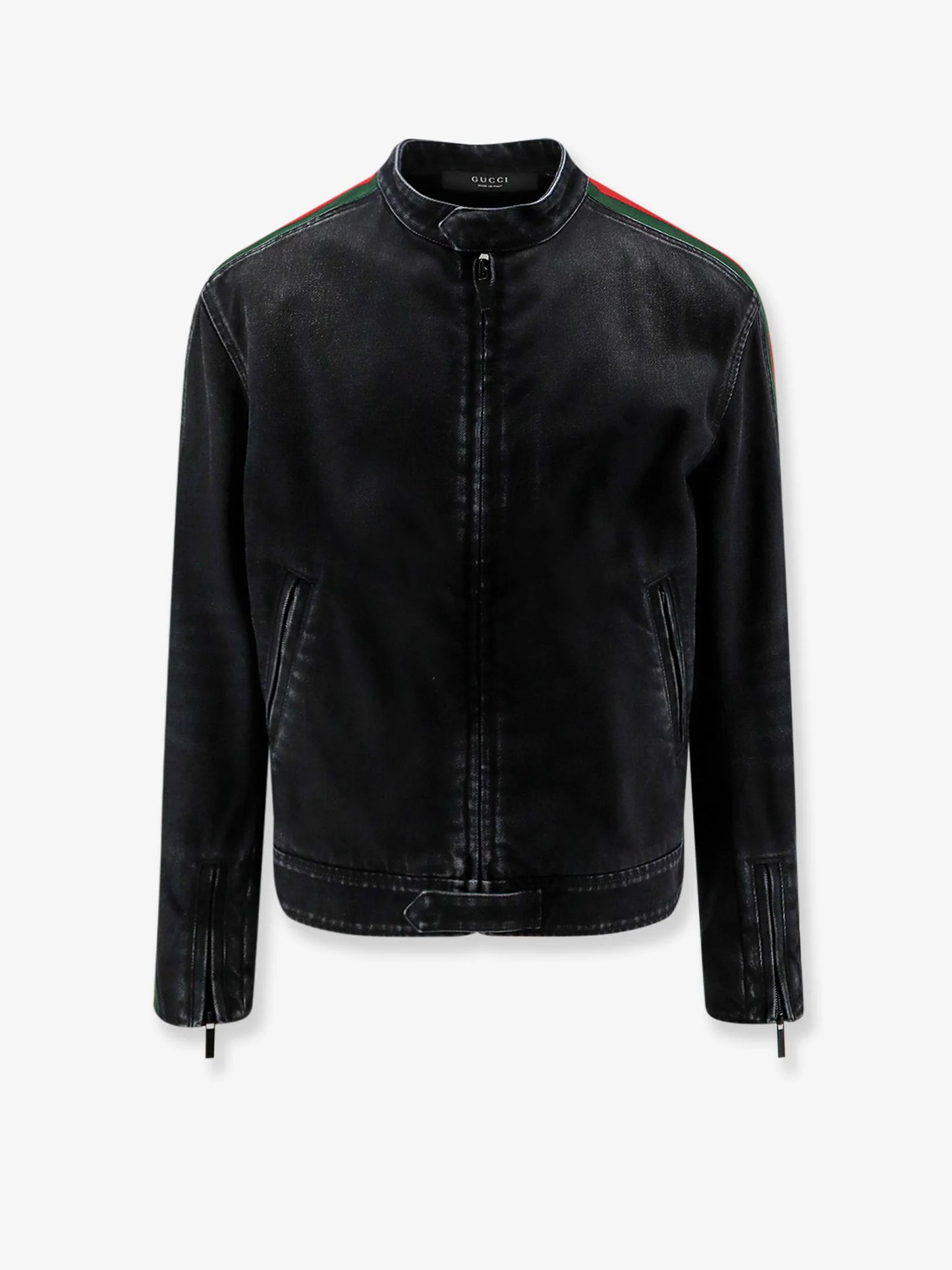 GUCCI - Black denim jacket certified cotton jacket with a faded effect
