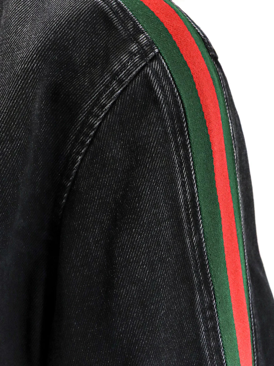 GUCCI - Black denim jacket certified cotton jacket with a faded effect
