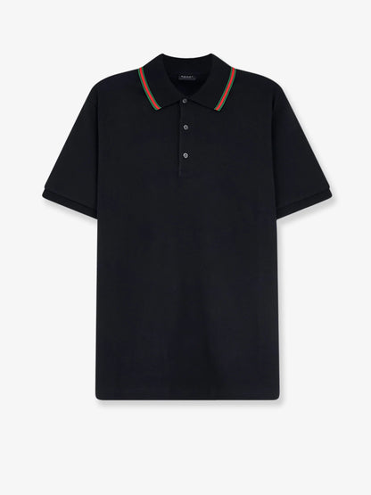 Gucci Cotton Polo With Nastro Web Detail On The Collar