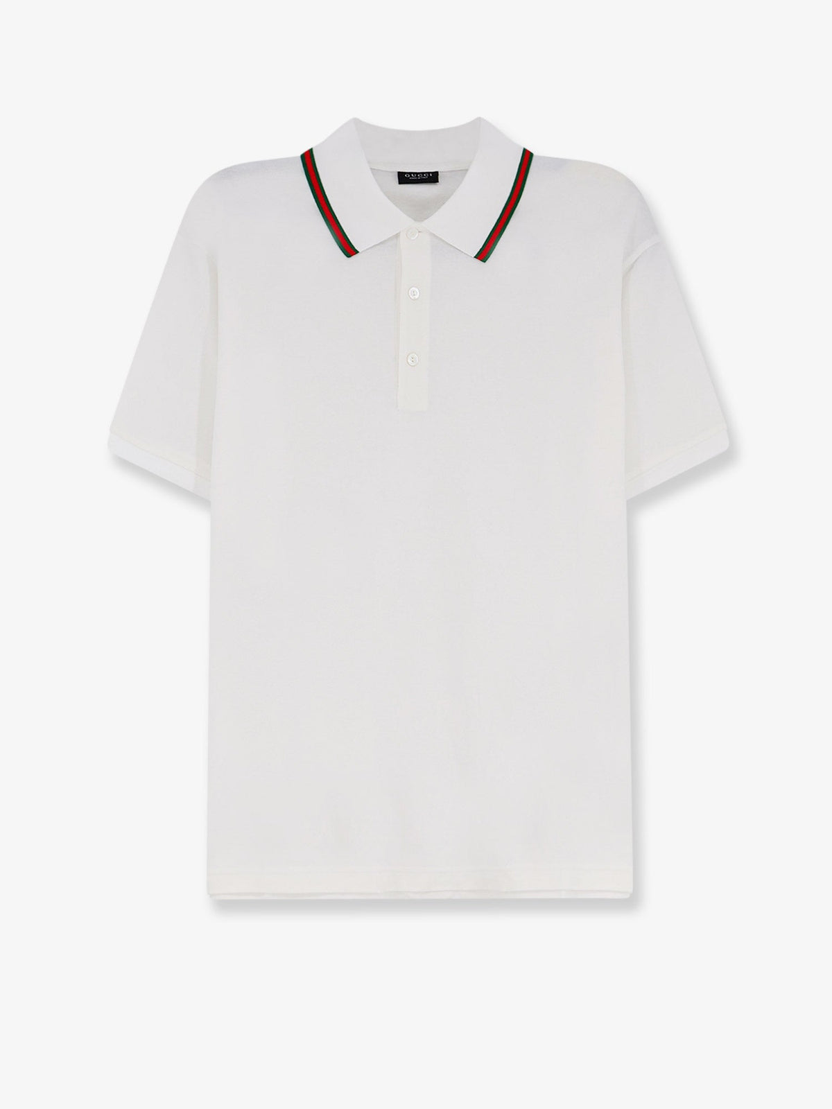 Gucci Cotton polo shirt with Nastro Web detail on the collar - White