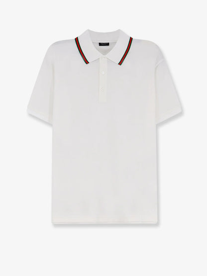 Gucci Cotton Polo With Nastro Web Detail On The Collar