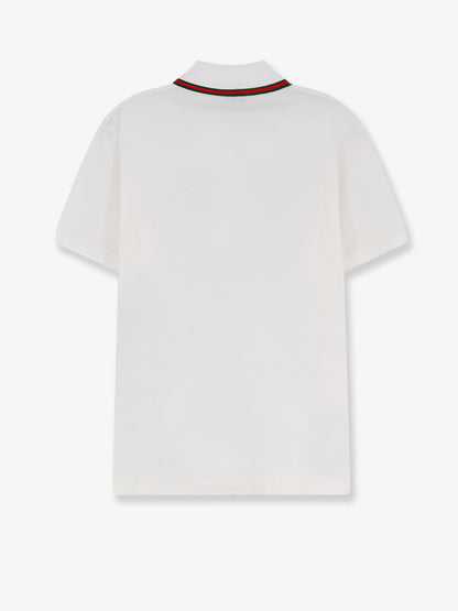 Gucci Cotton polo shirt with Nastro Web detail on the collar - White