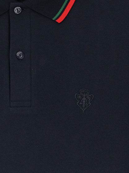 GUCCI - Cotton polo shirt with embroidered logo on the front