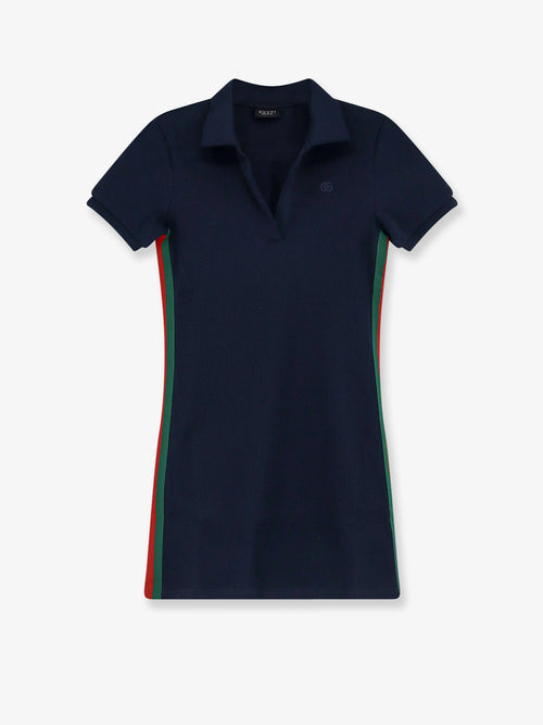 Gucci Ribbed cotton jersey dress with Web - Blue