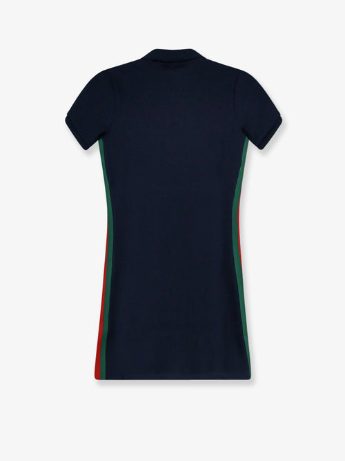 Gucci Ribbed cotton jersey dress with Web - Blue