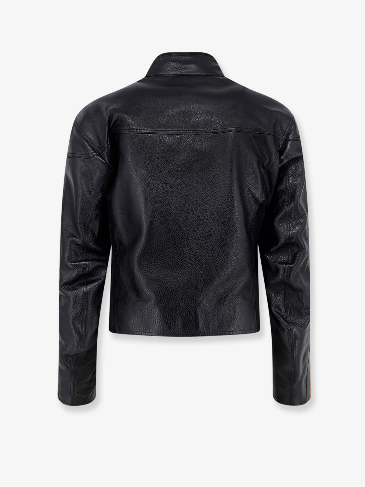 Gucci Leather bomber with Web details - Black