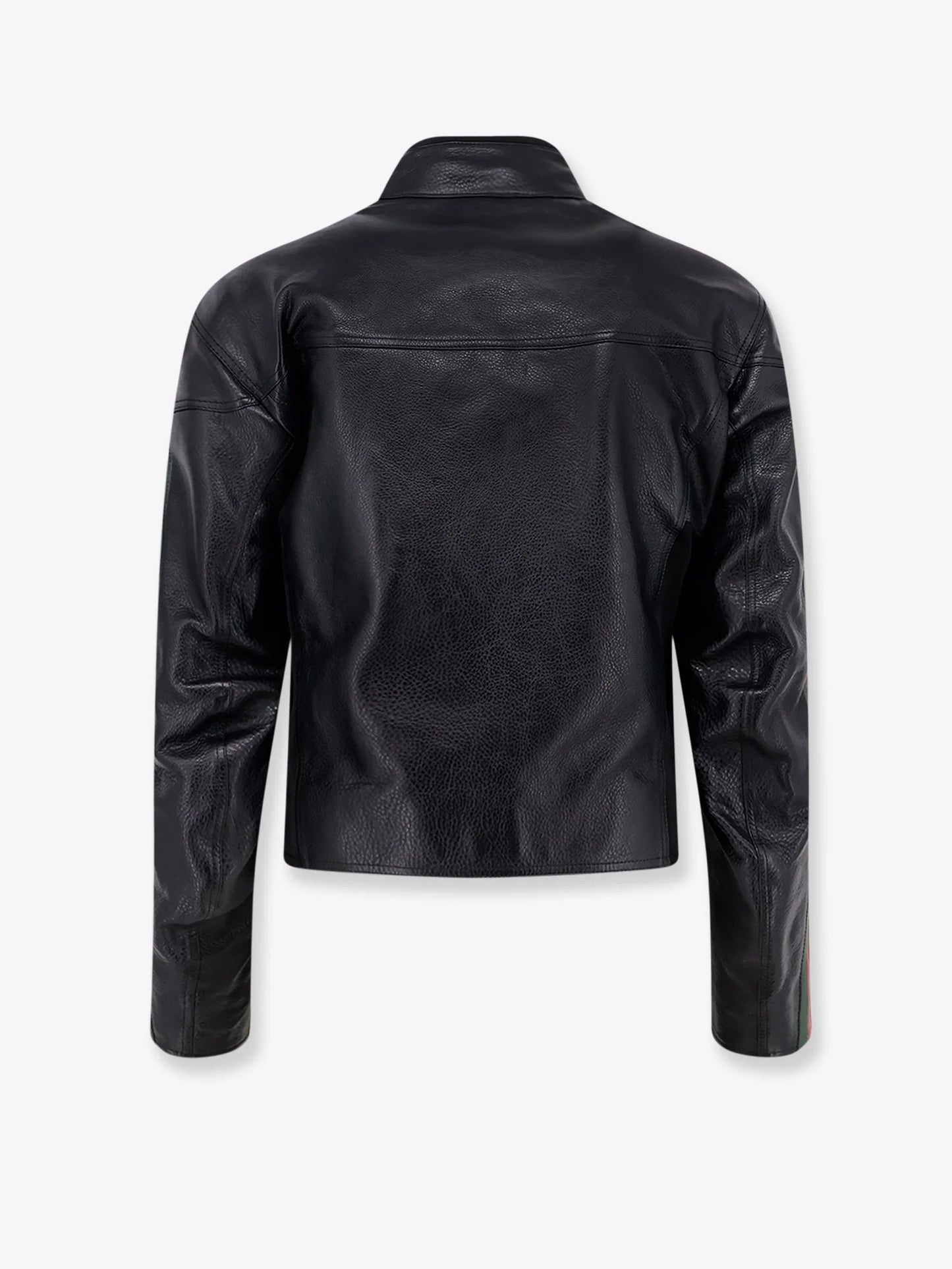 GUCCI - Leather bomber with Web details