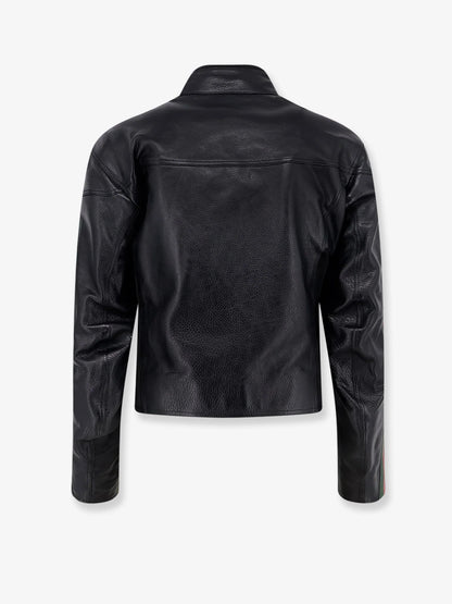 GUCCI - Leather bomber with Web details