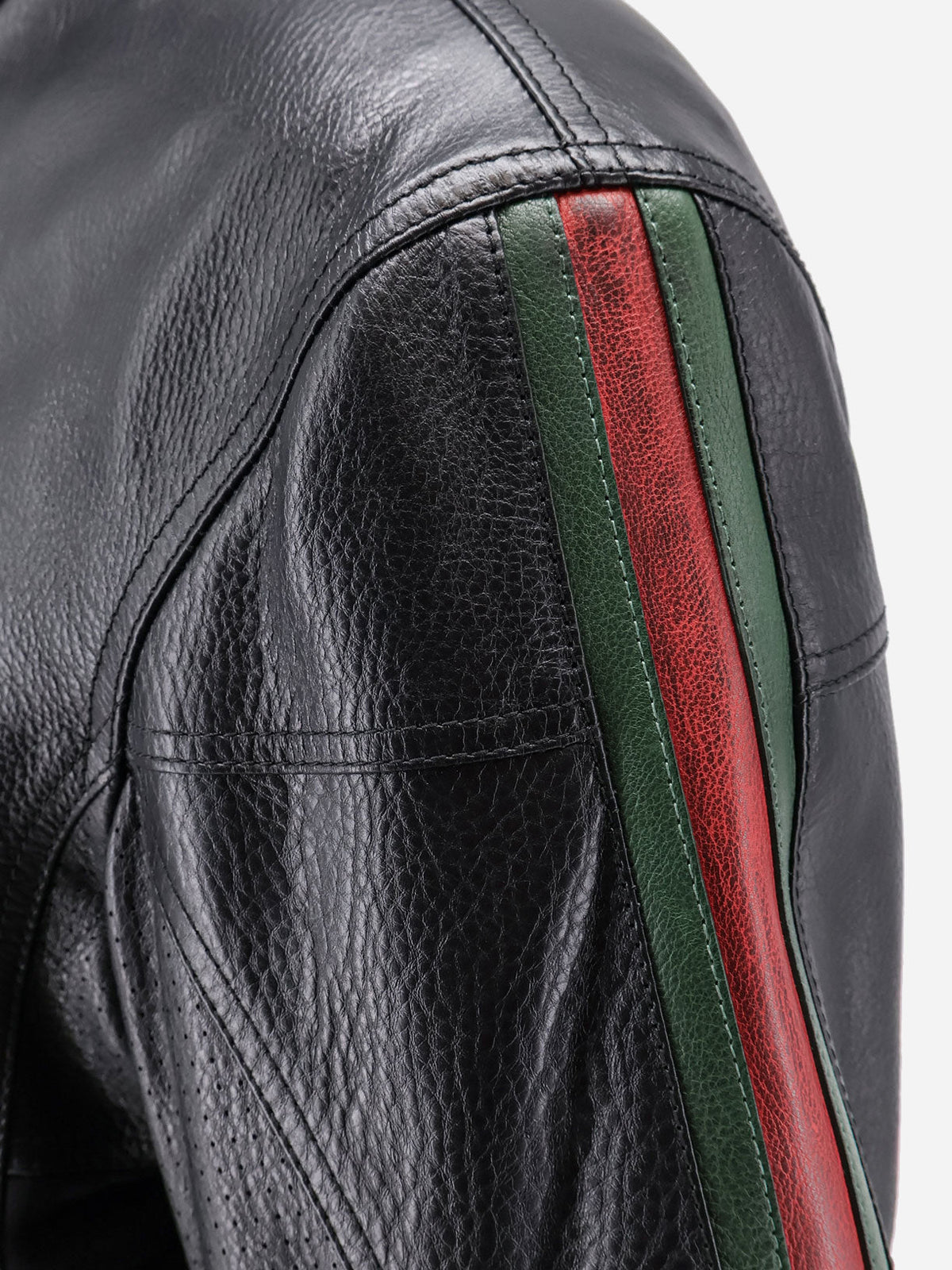 Gucci Leather bomber with Web details - Black