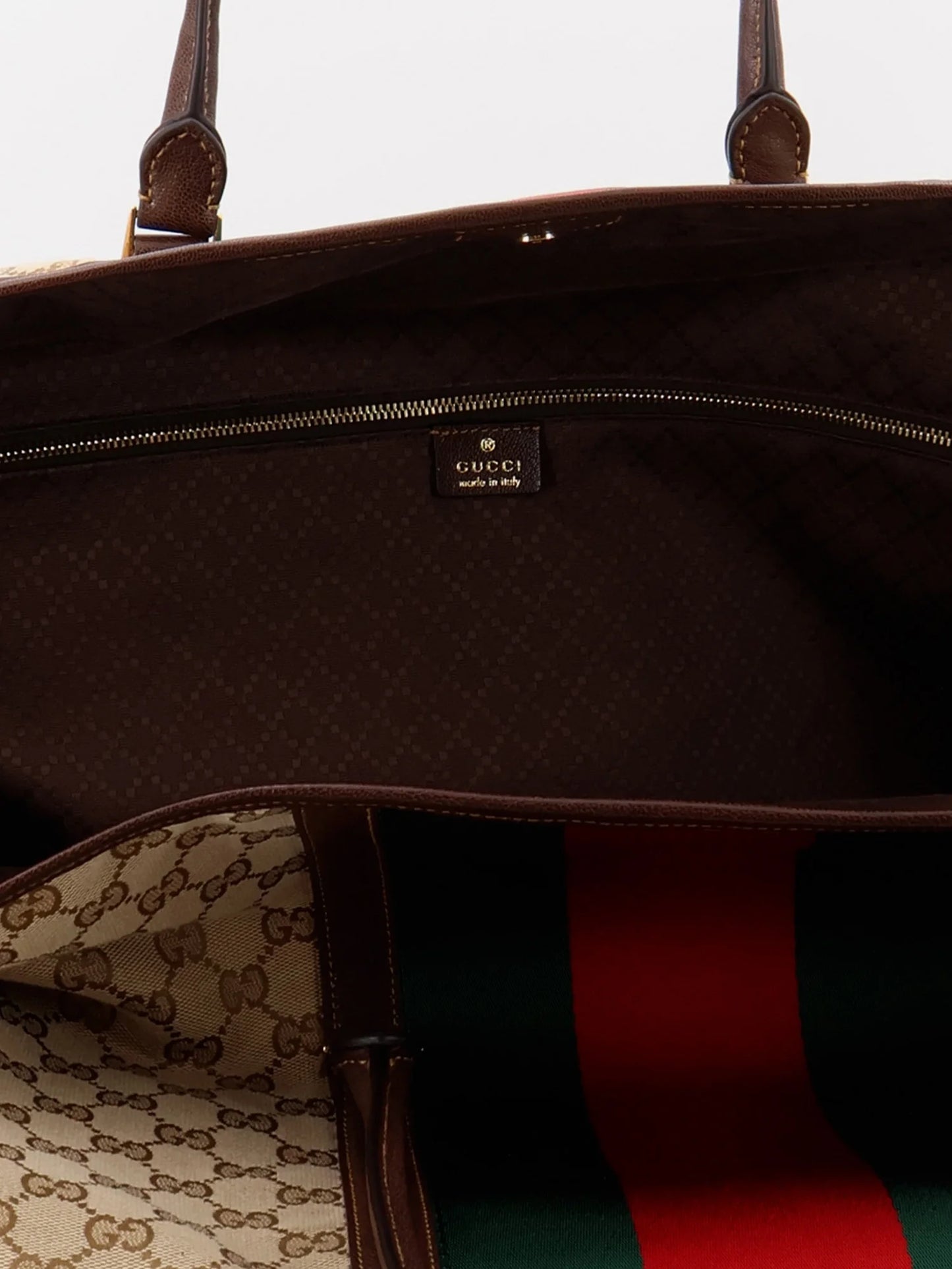GUCCI - GG fabric travel bag with Web detail on the front