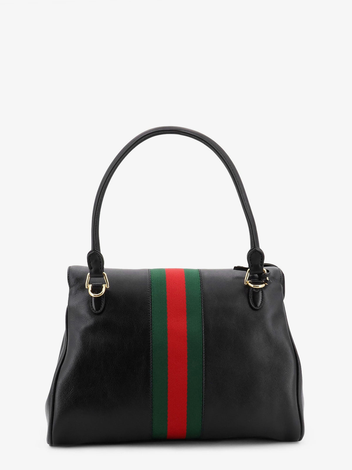 Gucci Paparazzo leather handbag with front Web detail - Black