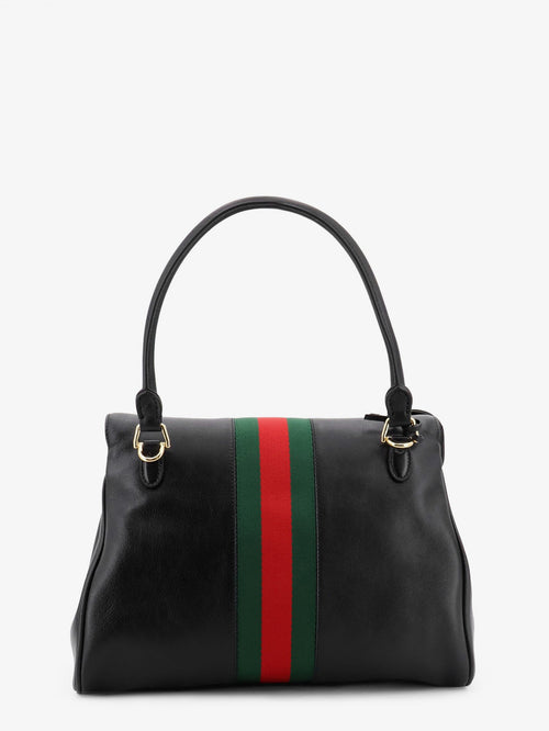 Gucci Paparazzo leather handbag with front Web detail - Black