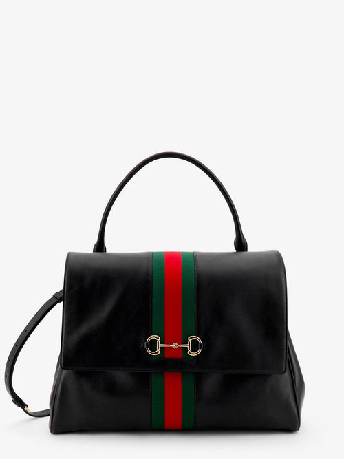 Gucci Paparazzo leather handbag with iconic metal Horsebit - Black
