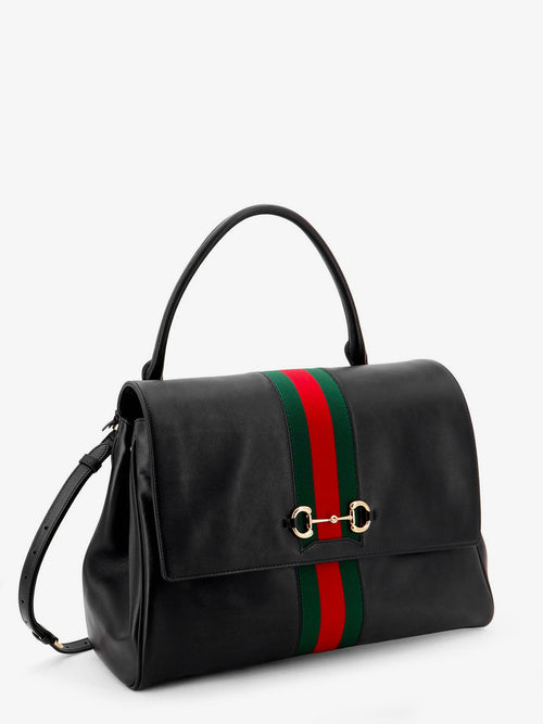 Gucci Paparazzo leather handbag with iconic metal Horsebit - Black