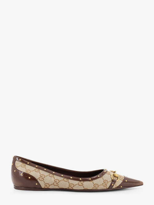 Gucci Savoy GG fabric ballerinas with stud detail - Beige