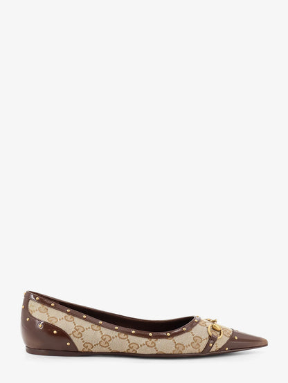 GUCCI - Savoy GG fabric ballerinas with stud detail