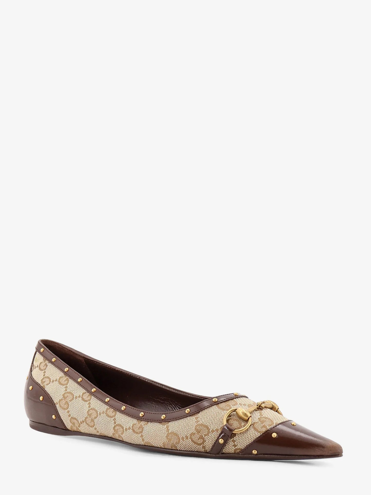 GUCCI - Savoy GG fabric ballerinas with stud detail